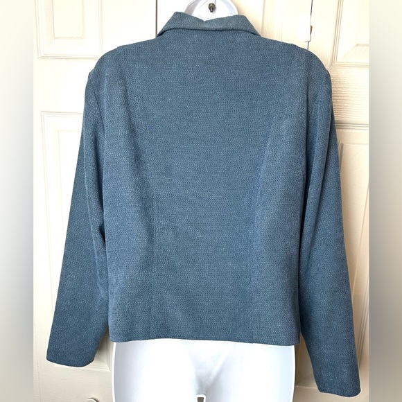JAMIE SADOCK Golf Blue Jacket Coat Textured Knit Black Buttons Zippered Pockets - Picture 7 of 9